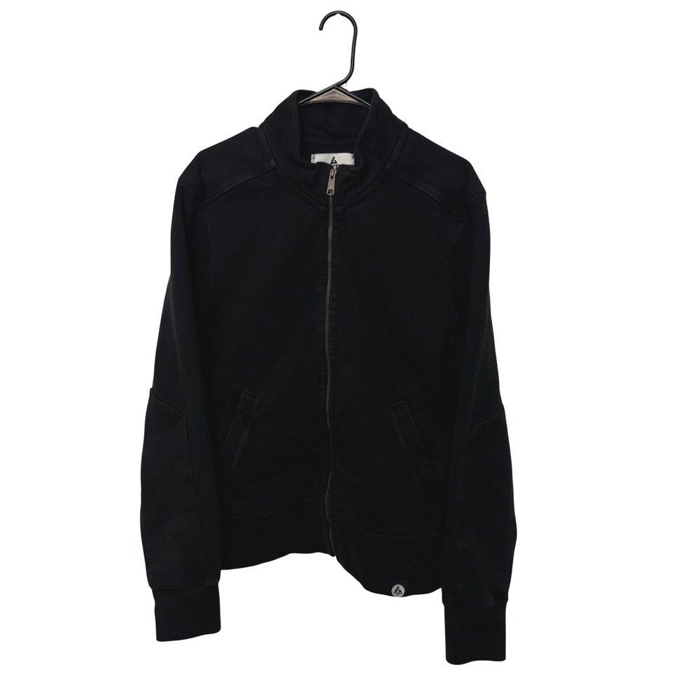 American Giant Moto Full Zip Jacket Mens Large Black Cotton Mock Heavyweight